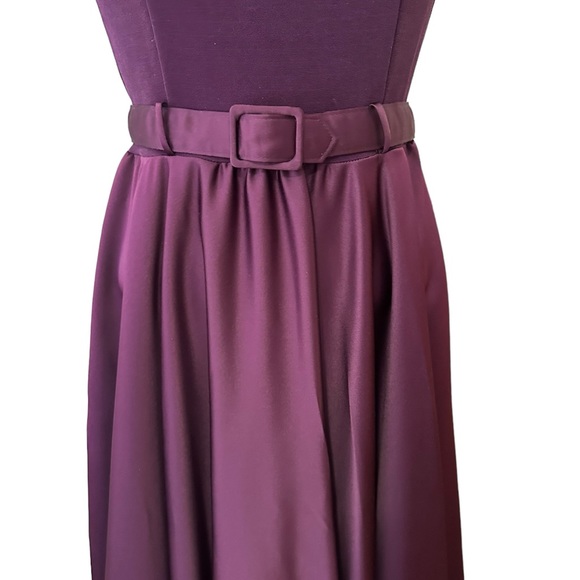 Y2K Allure Purple Satin Formal Dress Gown Glam Belt V-Back Sz 8 USA - Picture 12 of 16